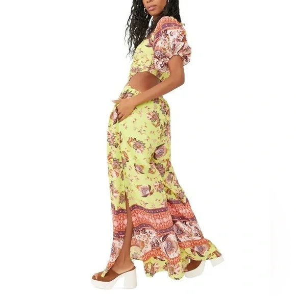 Free People | Bali Citrus Skies Jumpsuit In Lime Green Size XS - Picture 2 of 6